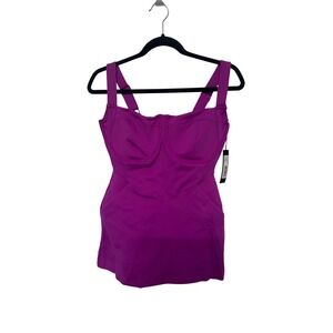 TA3 Swimmy One Piece Swim Dress Orchid Purple Corset Lace Up Back Small Short
